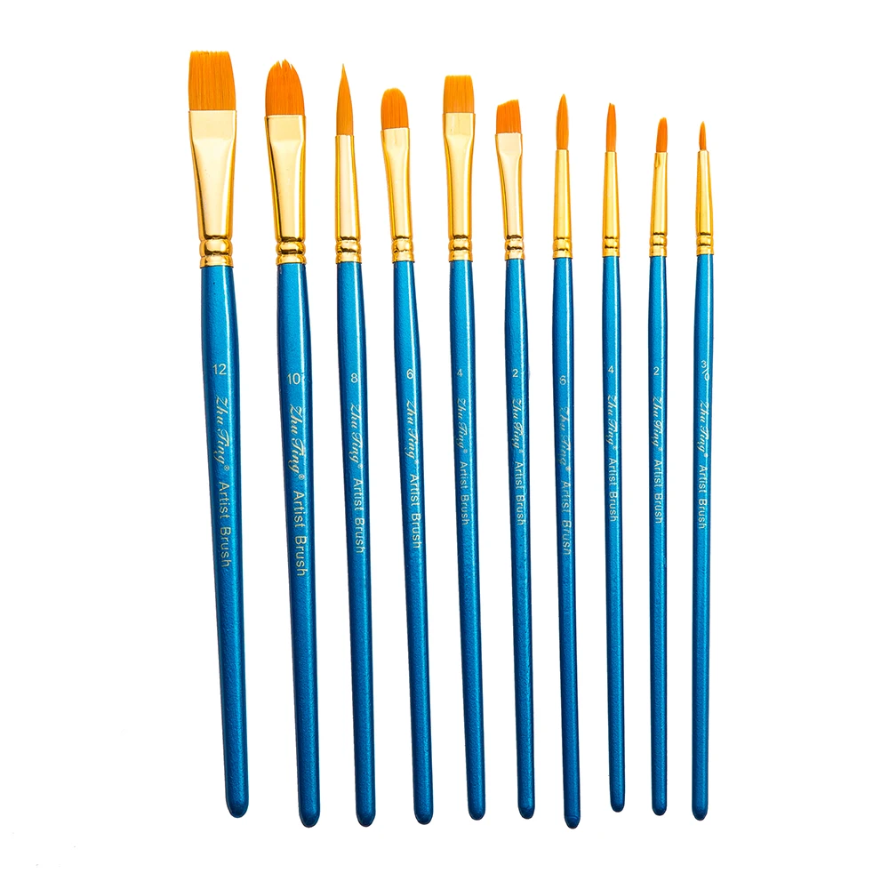 

10Pcs/set Nylon Artist Paint Brush Professional Watercolor Acrylic Wooden Handle Painting Brushes Art Supplies Stationery