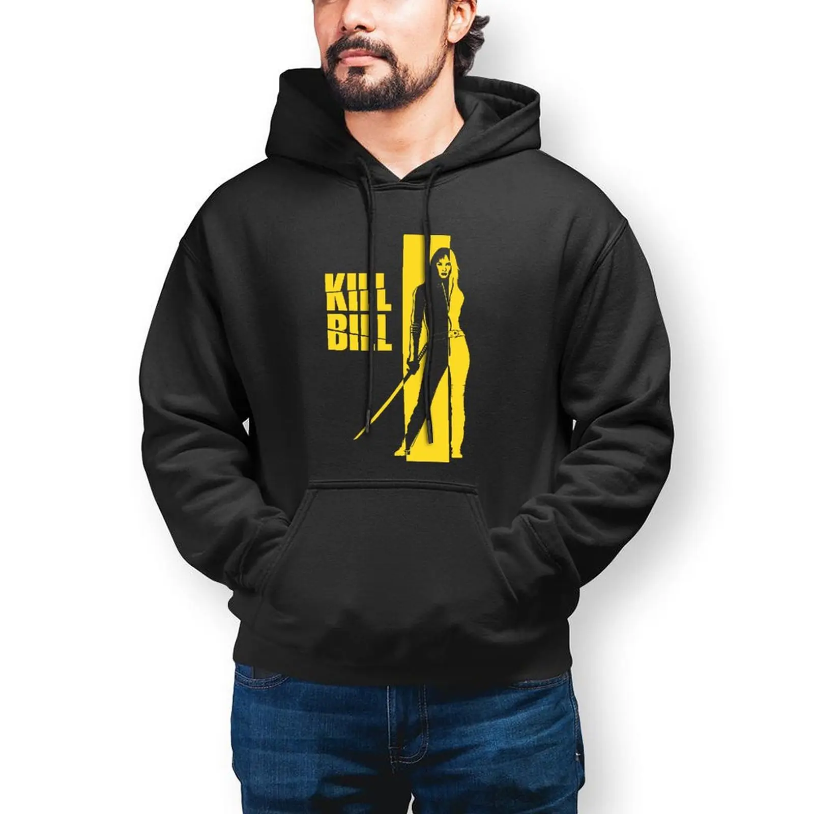 

Мужские толстовки Kill Bill, хлопковый Свободный пуловер с капюшоном Kill Bill, теплая длинная Мужская толстовка большого размера