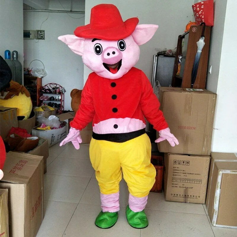

Happy Pig Mascot Costumes Suit Advertisement Halloween Birthday Party Game Dress Interesting Funny Cartoon Character Clothing