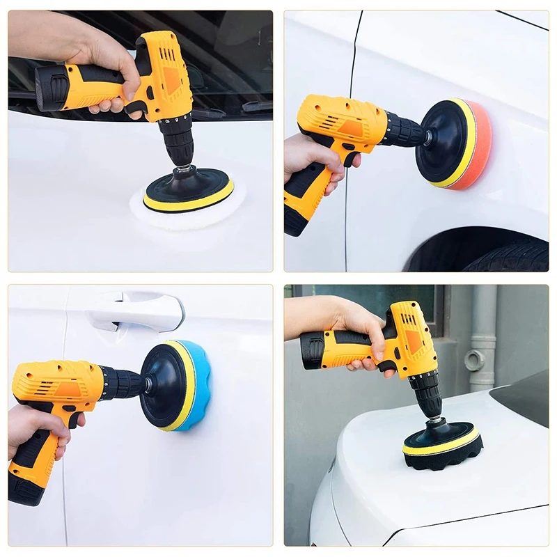 

26 Pcs Buffing and Polishing Pads Kit 3Inch & 5Inch with Buffing Wheel for Drill Foam Polisher Pad for Car Waxing