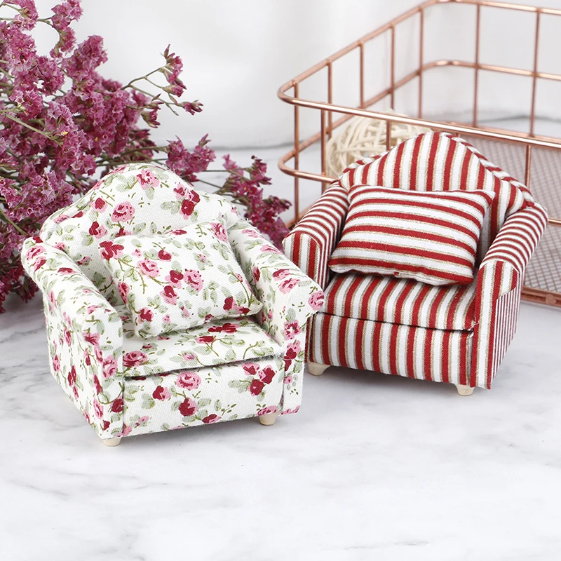 1/12 Mini Floral Print Sofa Cushion Model Dollhouse Room Decor Photography Prop Miniature Home Ornaments | Игрушки и хобби