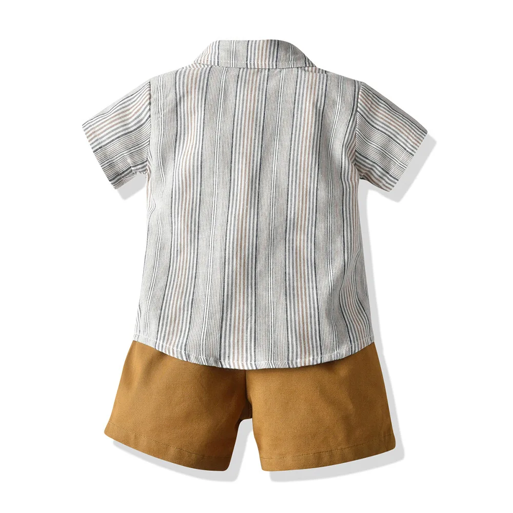 

Boys short-sleeved striped shirts, shorts, pants and pants suits