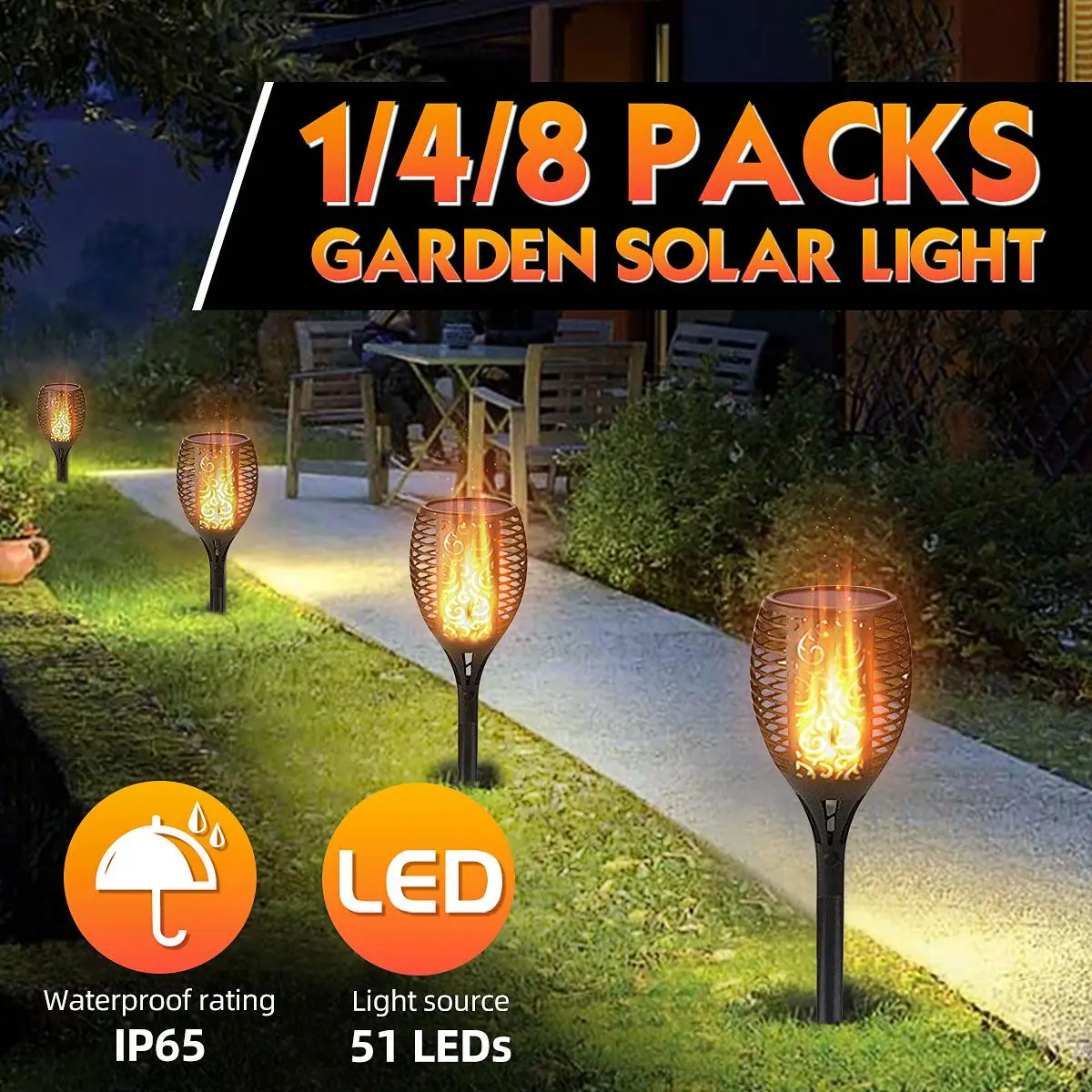 

Waterproof Solar Torch Lights Flickering Flames Torches Lights Solar Spotlights