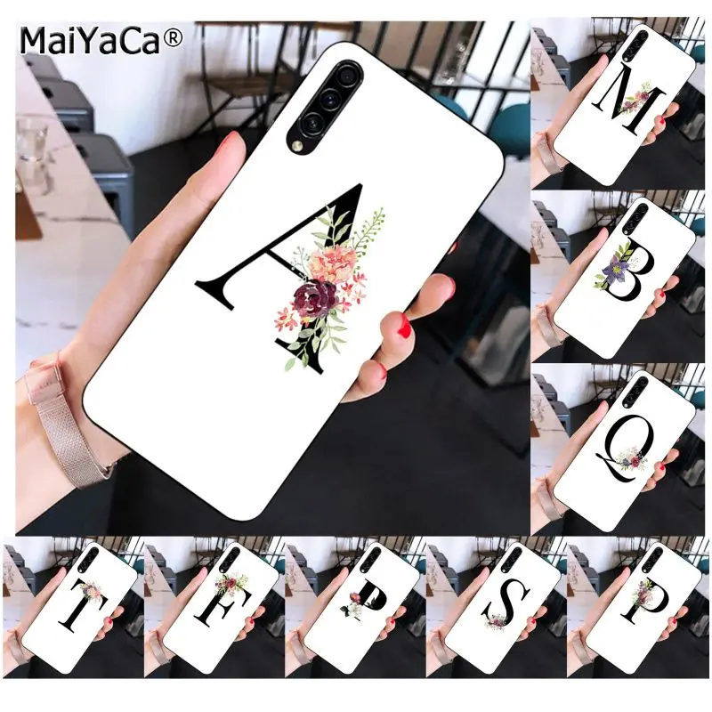 

MaiYaCa A B C Flowers Lucky number And black letter Art Beautiful Phone Case for Samsung A10 20s 71 51 10s 20 40 50 70 A9 2018