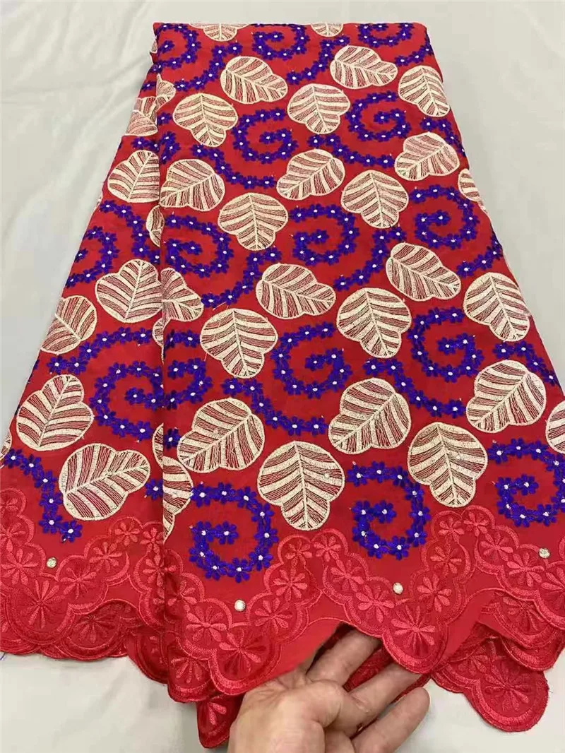 

newcoming stones cotton lace fabric 5yards african swiss voile lace fabric for clothes sewing material KC12102