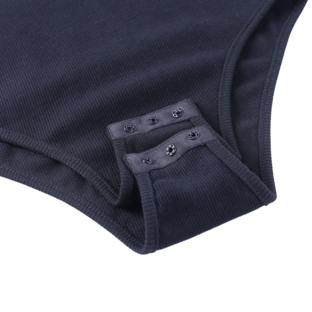 

Autumn NEW Women Sexy Button Up Ribbed Long Sleeve Bodysuit Fall Clothes Casual Onepiece Bodycon Jumpsuit