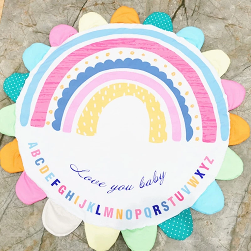 

H05C 1pc Sunflower Play Mat Toy Crawling Learning Area Cotton Rug Developmental Rug Colorful Carpet for Baby Sensory Kid Rugs