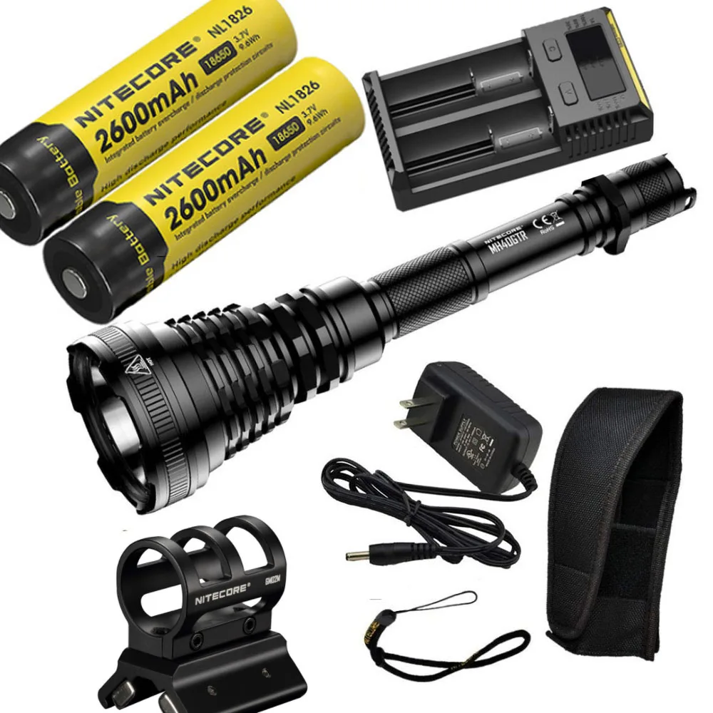 NITECORE MH40GTR 1200 люмен Ультра дальность 1004 м охотничий поисковый фонарь Тактический перезаряжаемый фонарь с 2 батареями GM02M