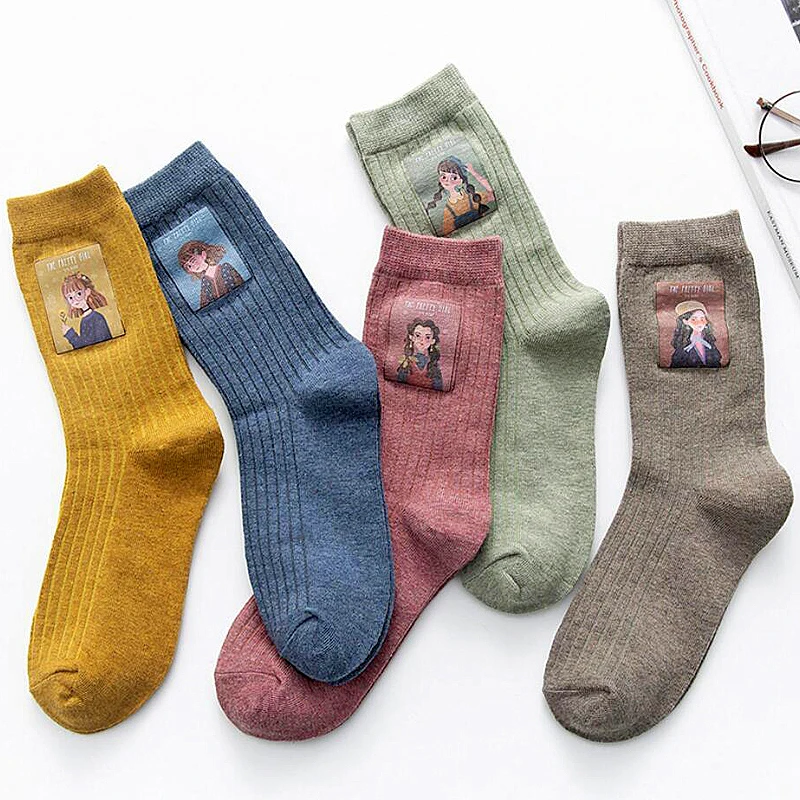 Женские носки модные повседневные чистый хлопок средней длины без пятки женские