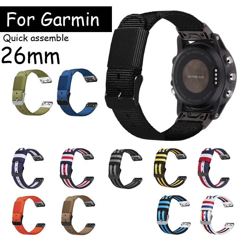 Ремешок для наручных часов Garmin Fenix 3 hr 5x 6x Plus нейлоновый брезентовый быстросъемный