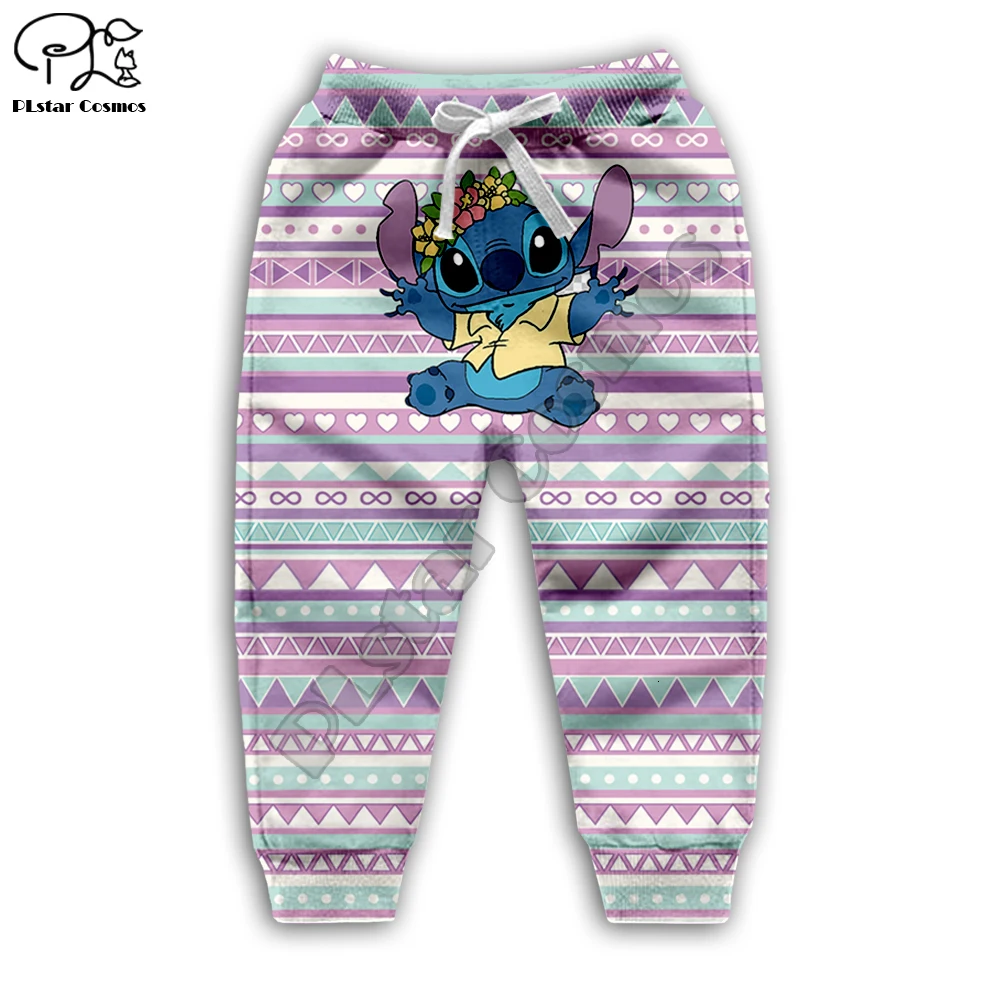 Одежда для мальчиков и девочек с рисунком аниме kawaii Lilo Stitch, детские толстовки с мультипликационным принтом, толстовка на молнии, футболка, шорты, штаны, Детский комплект в стиле бохо