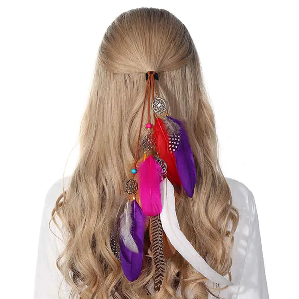 Женский головной убор Haimeikang 1 шт. в богемном стиле с перьями конским хвостом
