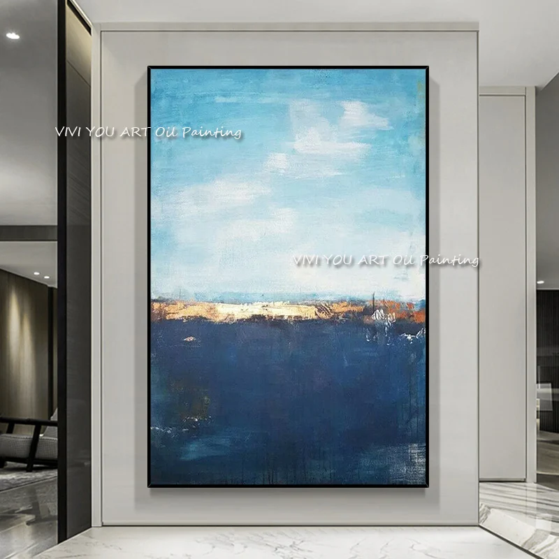 

Hand Painted Abstract Ocean Oil Painting Large Size Wall Art Modern Landcape Large Size Office Wall Canvas Home Decoration Gift