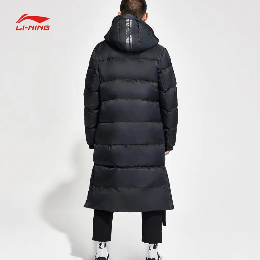 Li Ning мужской тренировочный длинный пуховик с защитой от умного пуха 70% белый