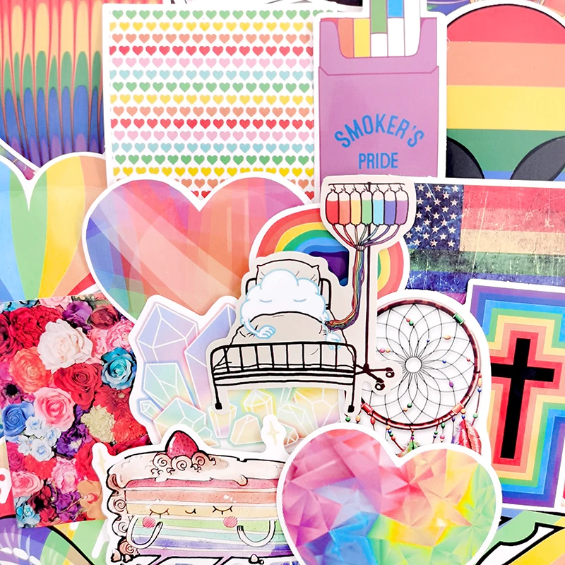 10/60 шт./упак. красочные радужные Мультяшные водонепроницаемые наклейки для