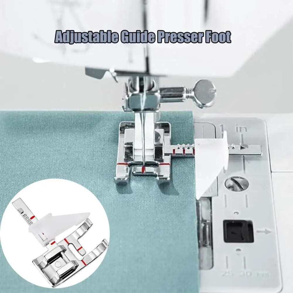 

LMDZ 7 Pcs Domestic Sewing Machine Hemmer Foot With 1 Pcs Adjustable Presser Foot Snap on For Snapping