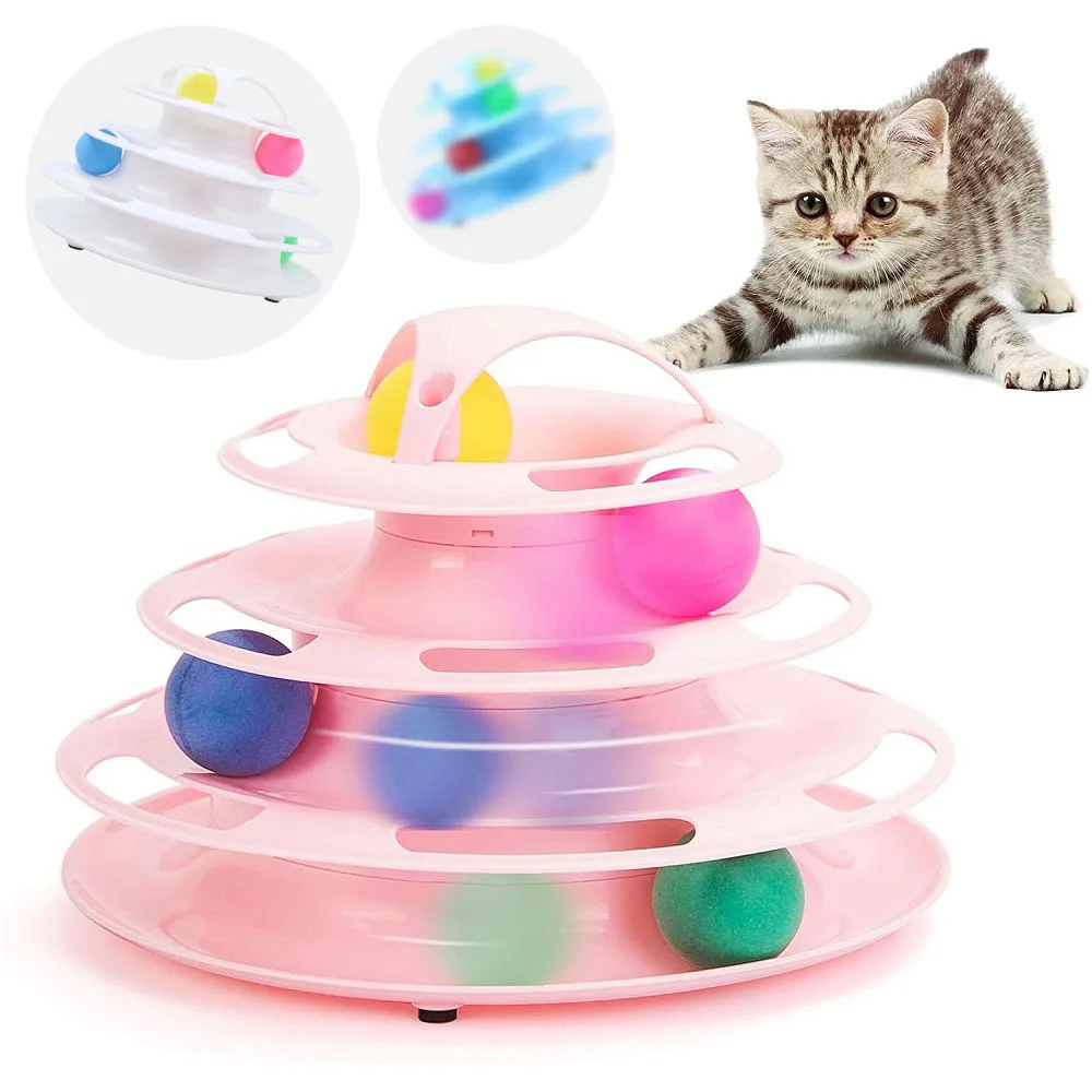 

Cats Toys Turntable Balls 4 Layers Play Track Plate Cat Accessories Interactive Toy Indoor Pet Supplies For Cats Kitten Teasers