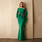 Простое зеленое платье для матери невесты, мягкое платье-футляр в пол, с круглым вырезом и открытой спиной, Дешевое платье для матери жениха, женское платье для вечерние ринки