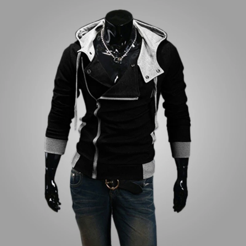 

Chaqueta informal con cremallera inclinada para hombre, ropa a juego con contraste, nueva moda, 2021