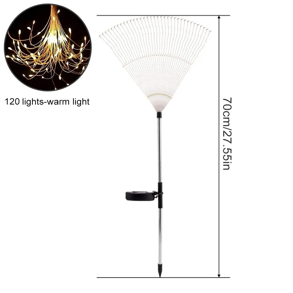 

120 LED Solar Lawn Light Waterproof Firework Starburst Fairy Lights Stake Christmas Garden Path Landscape Lamp Outdoor
