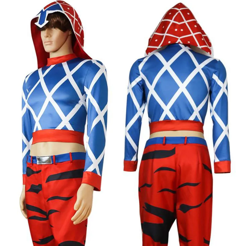 

Anime JoJo's Bizarre Adventure Guido Mista Cosplay Costume Golden Wind Hat Top Pants Belt All Set Halloween Christmas Party Suit