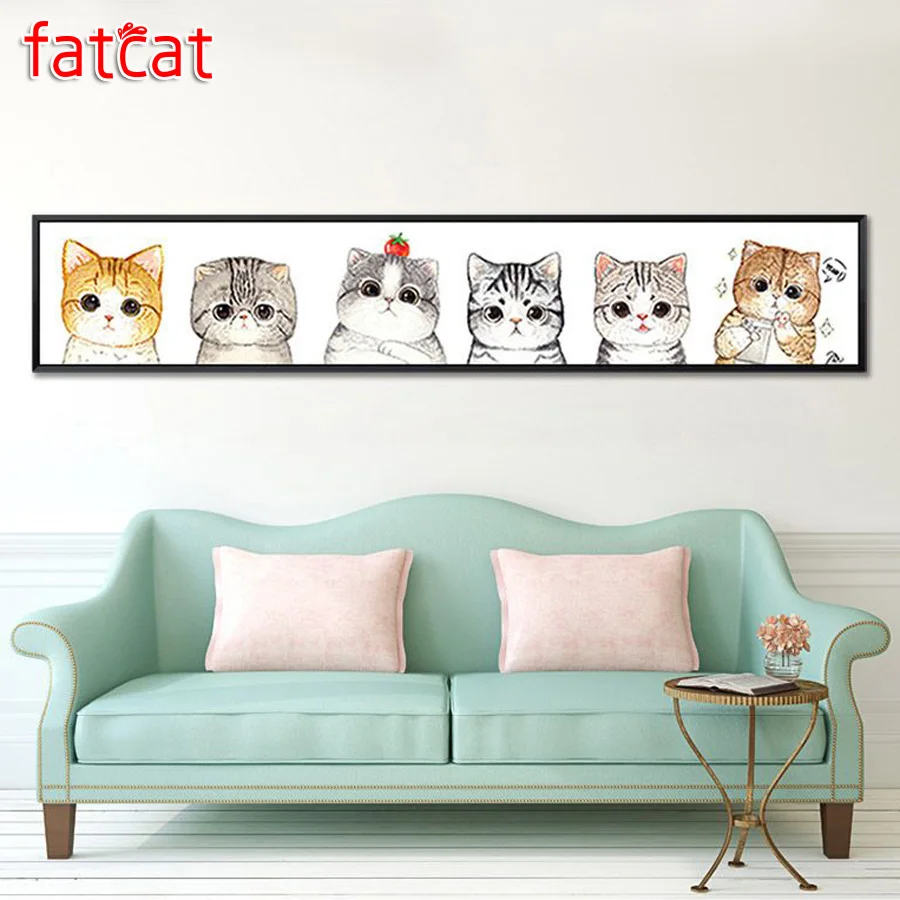 

Большая Алмазная 5D картина FATCAT Diy, милая кошка для вечеринки, полная квадратная круглая картина стразы, вышивка, продажа искусственных элеме...
