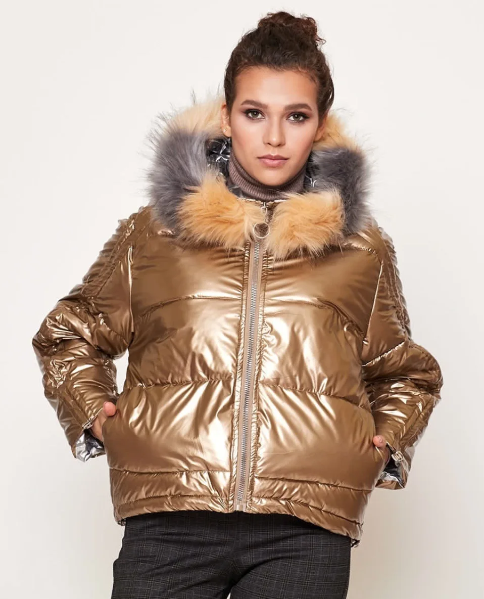 

Glossy cotton clothing autumn and winter new short bread clothing ins thick down padded jacket, women's clothing autumn