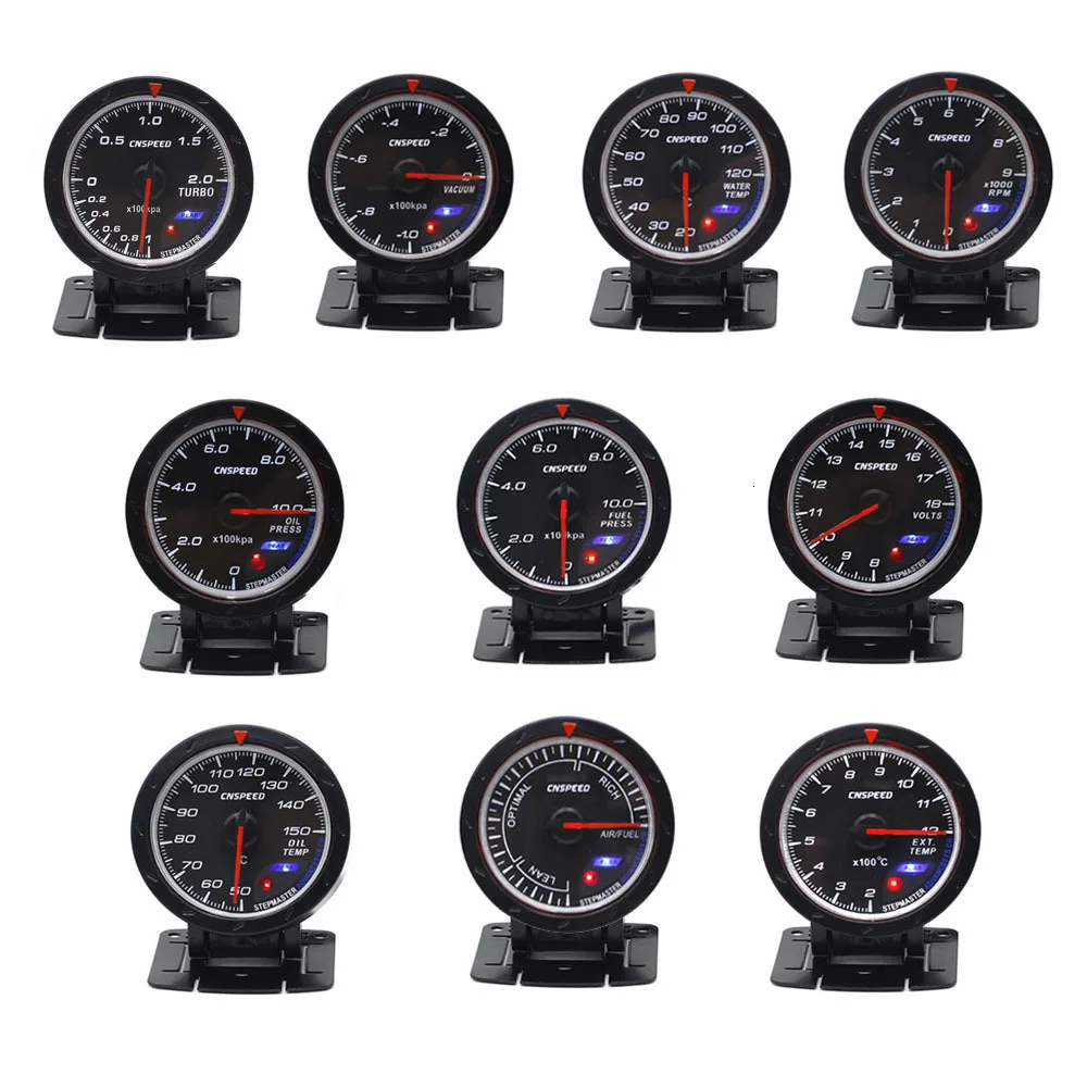 CNSPEED 60 мм авто тахометр Калибр красный и белый Освещение 0-9000 об./мин датчик черного лица об./мин датчик