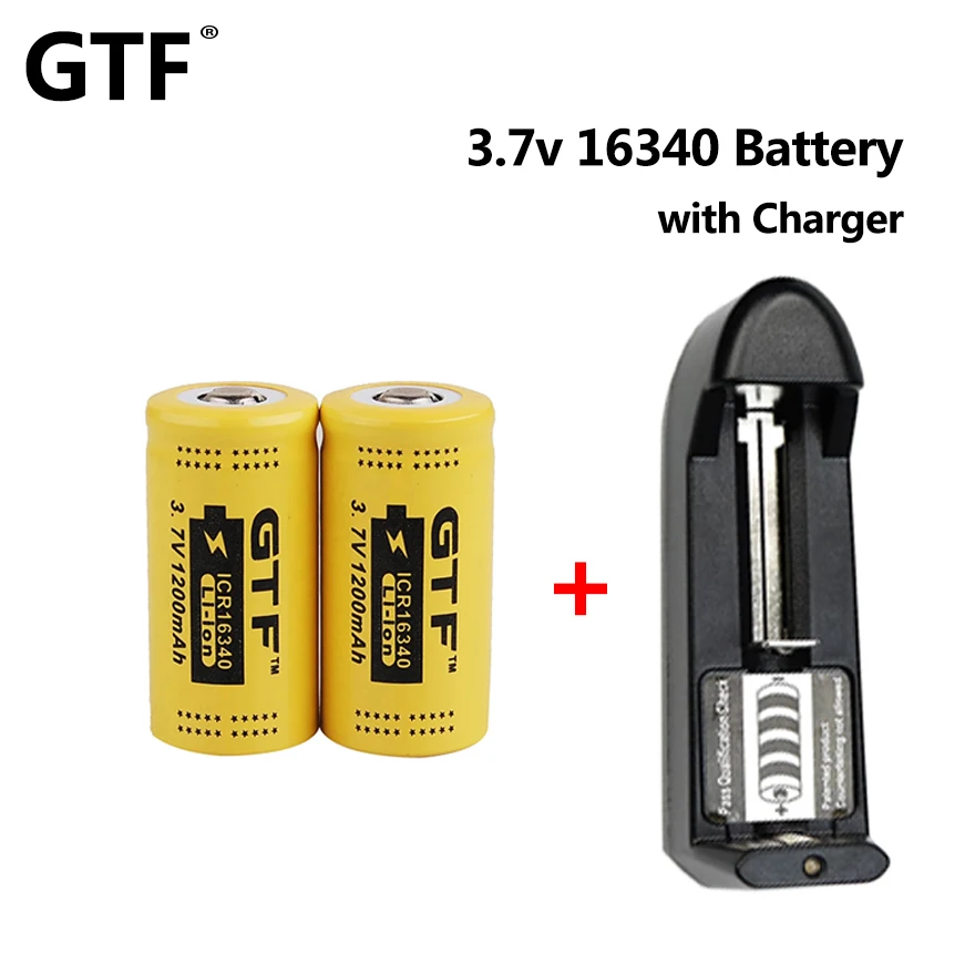 

16340 Battery 3.7V 1200mAh CR123A ICR16340 Rechargeable Li-ion Batteries For Laser Pen LED Flashlight + Lithuim Batteria Charger