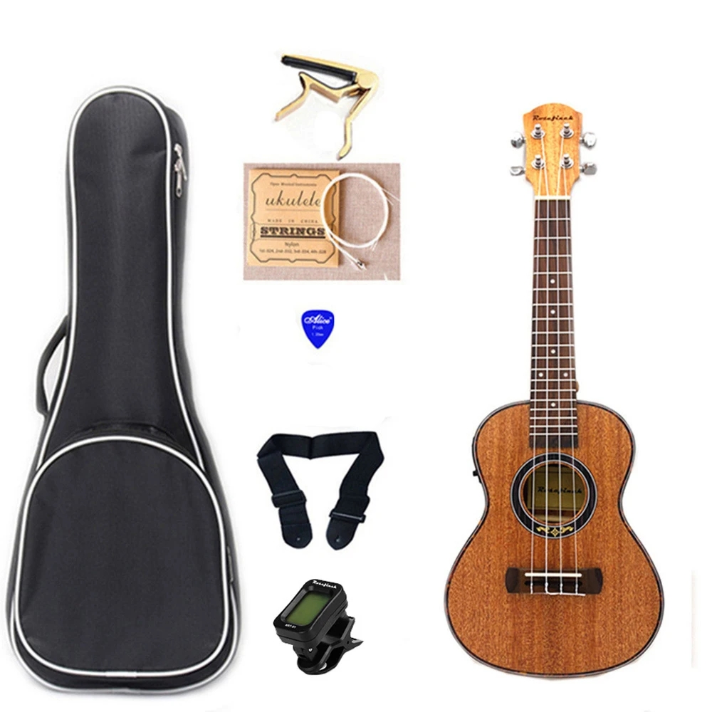 

Электрическая укулеле 23 дюйма, 4 струны, из красного дерева, набор укулеле с сумкой-тюнером, гавайская мини-гитара, музыкальные инструменты, ...
