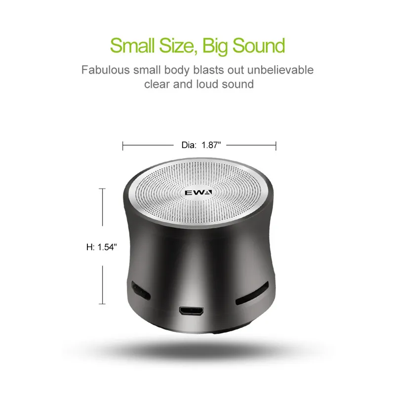 EWA A109mini беспроводной Bluetooth динамик большой звук и бас для телефона/ноутбука/Pad Поддержка MicroSD карты