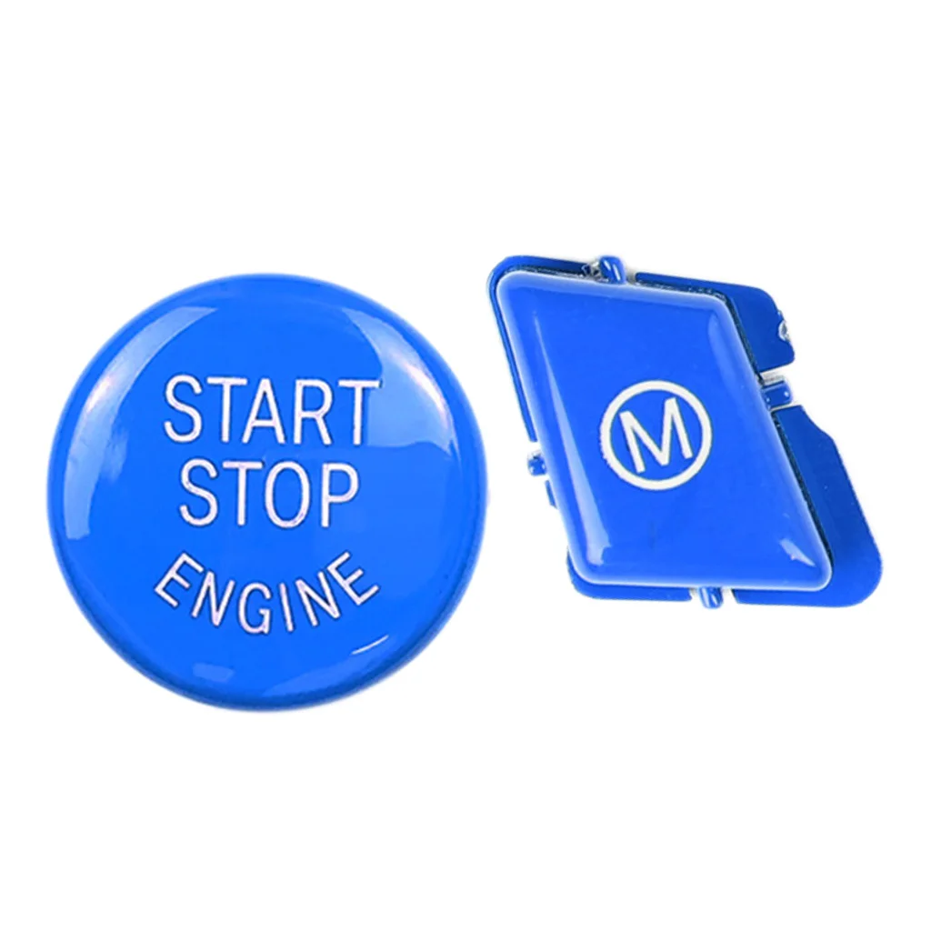 

Blue Engine Start Stop Ignition + M Button Sticker Cover For BMW E90 E92 E93