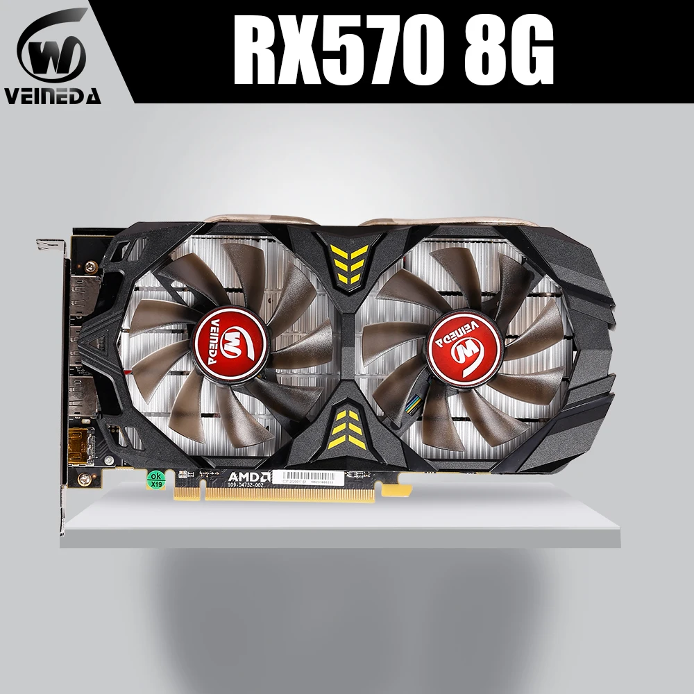 Видеокарта Veineda RX 570 8 Гб 256 бит GDDR5 1244/6000 МГц видеокарта для nVIDIA Geforce Games rx