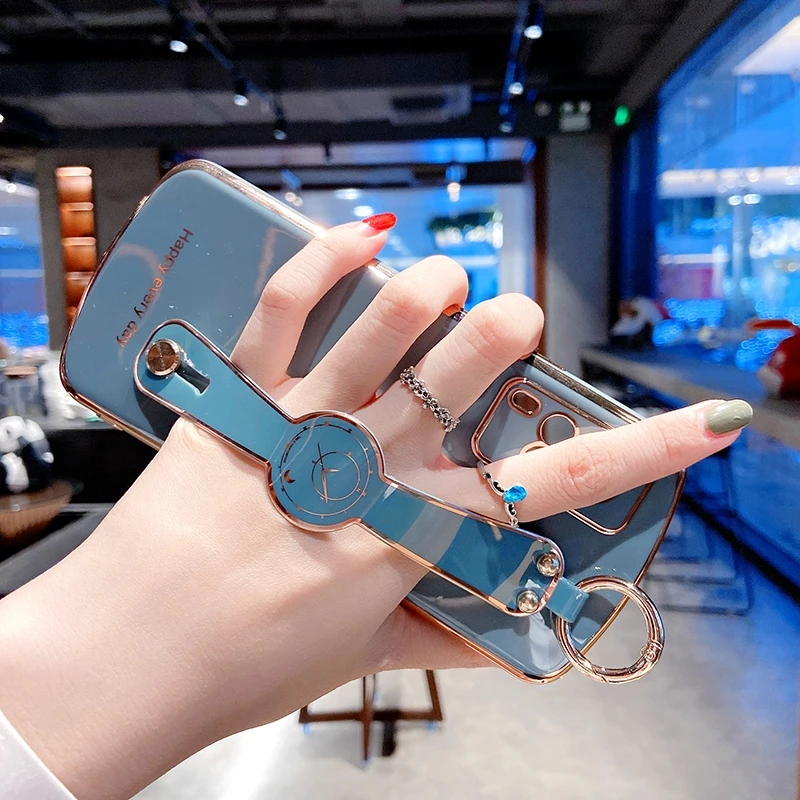 

For OPPO Reno5 Electroplated Wristband Shatterproof Screen Protection Mobile Phone case