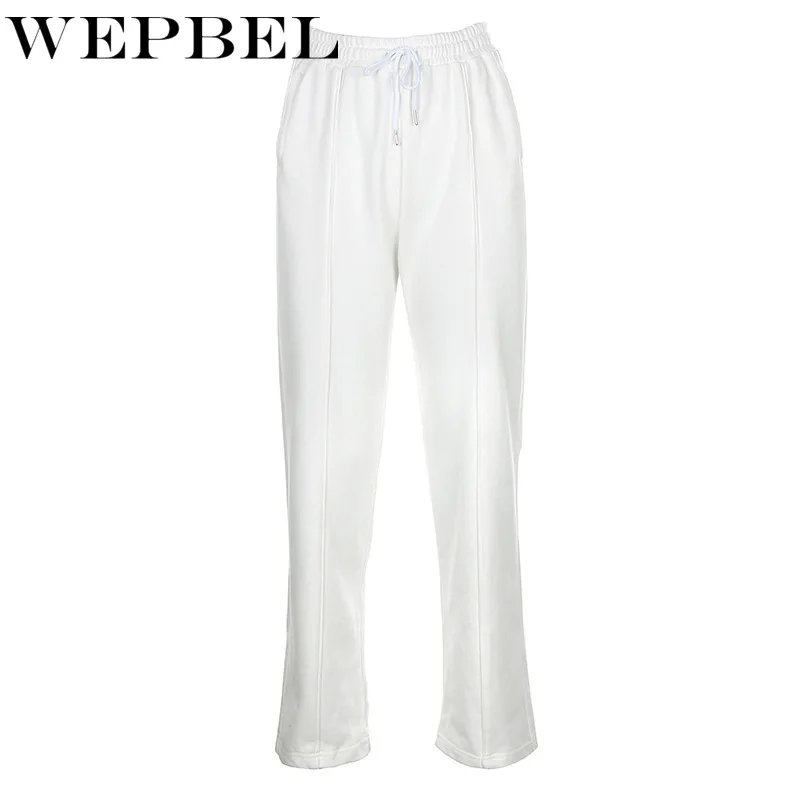 

WEPBEL Summer Women's Wide Leg High Waist Loose Drawstring Waist Trousers Long Pants Casual Elegant Pants