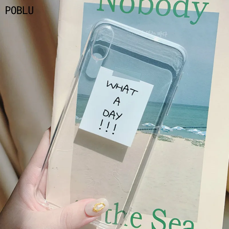 POBLU модный Забавный английский Scrip What A Day прозрачный ТПУ задняя крышка для
