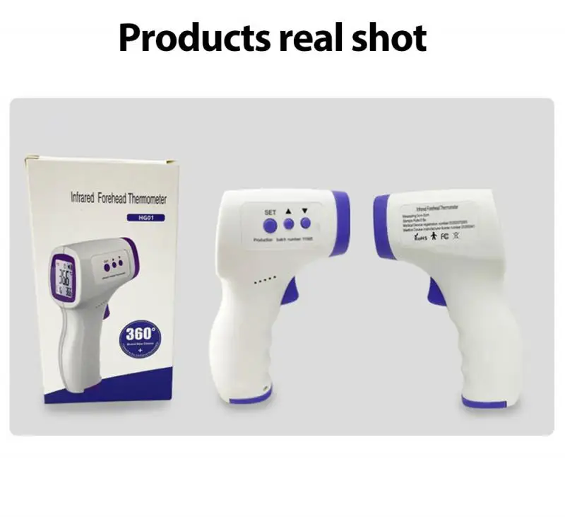 

Tri-color Backlight Non-contact Body Thermometer LCD Screen Digital Infrared Thermometer Pyrometer Hygrometer For Family Home