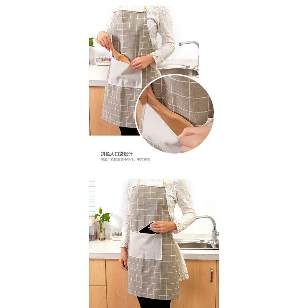 

Modern Simple Style Hot Sale High Quality Cotton Waterproof Women Aprons Adjustable Sleeveless Cooking Work Aprons Kitchen