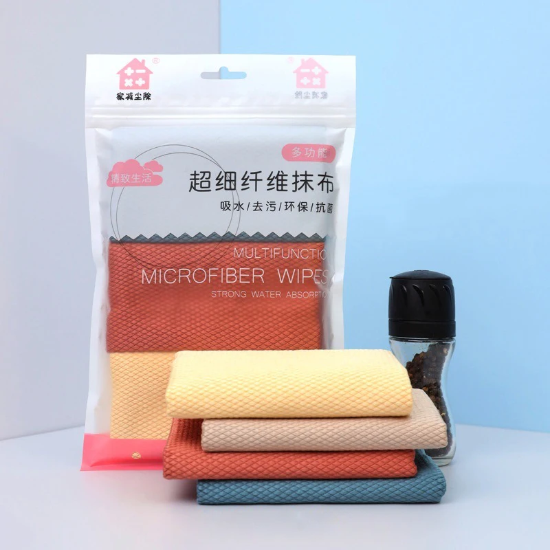 

10pcs Fish Scale Microfiber Rag Water Absorbable Cloth Reusable Wave Pattern Cleaning Tool for Glass Kitchen Supply Cleaning Re