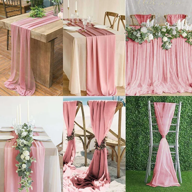 

6 PCS Table Runners 10Ft Table Runner 28X120 Inches for Wedding Rustic Wedding Reception Bridal Shower Boho