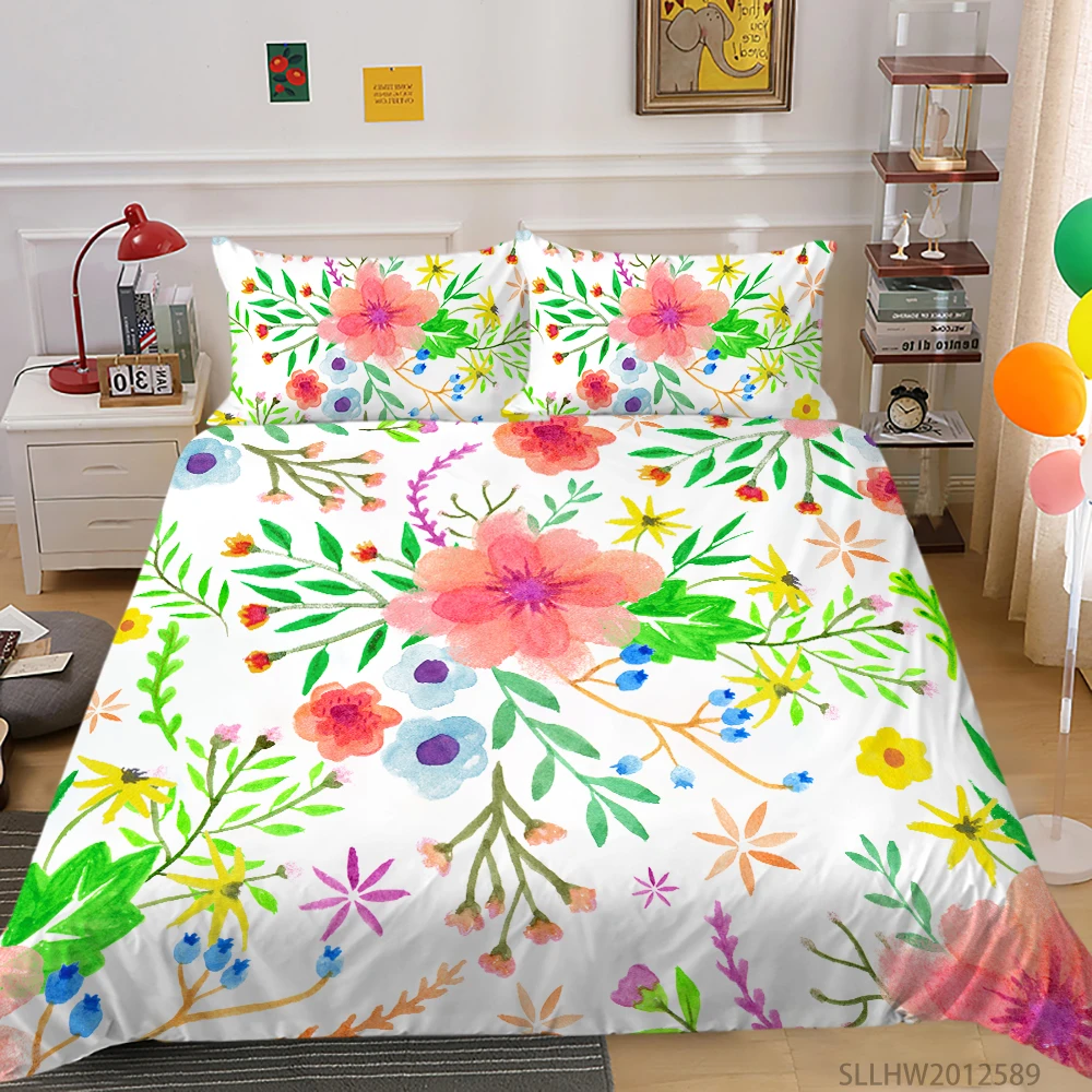 

3D Bedding Set Colourful Flowers Duvet Cover Set Pillowcases 2/3pcs Child Kids Teen Bedroom Decoration Hot Selling