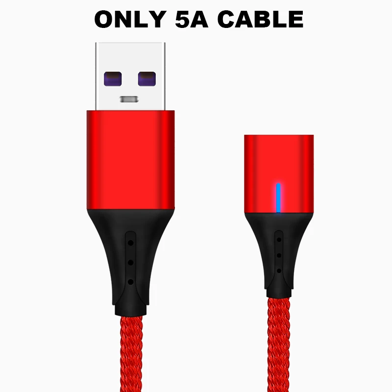 5А супер быстрая зарядка Магнитный USB кабель type C Micro usb кабель для зарядки данных быстрое зарядное устройство поддержка передачи данных 90 градусов - Цвет: 5A Red Cable