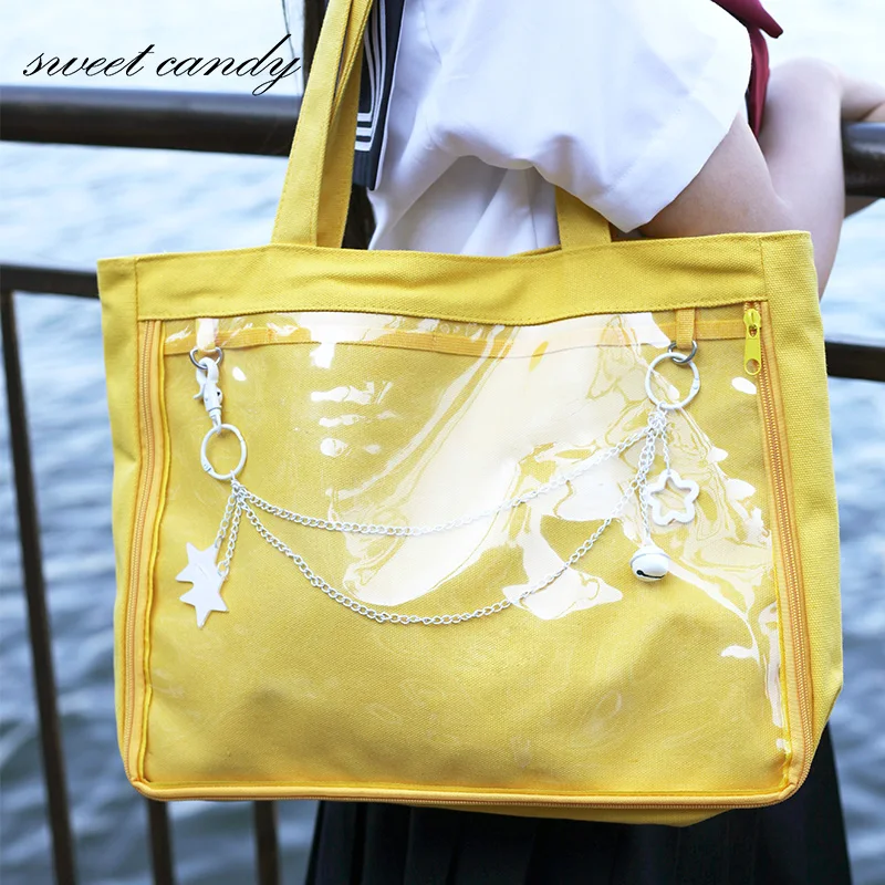 Японские студенческие сумки прозрачная сумка через плечо Canvans односторонняя для