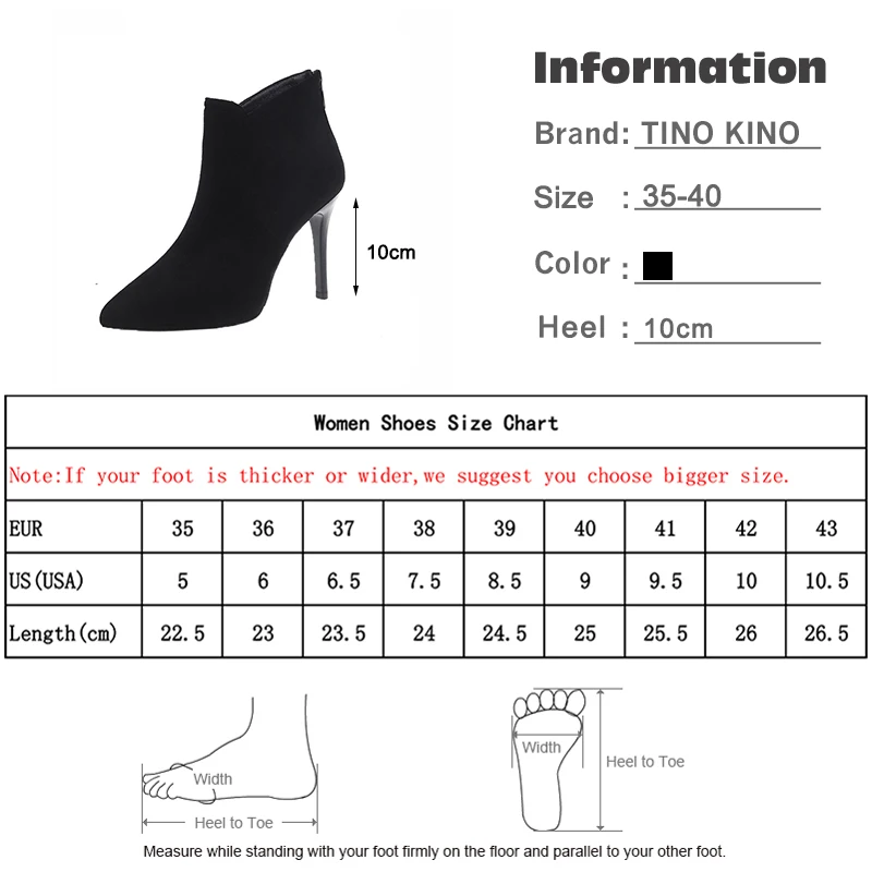 

Elegant Woman Ankle Boots Women Autumn Flock Zipper Thin High Heels Female Pointed Toe Sexy Boots Ladies Casual Fashion Shoes