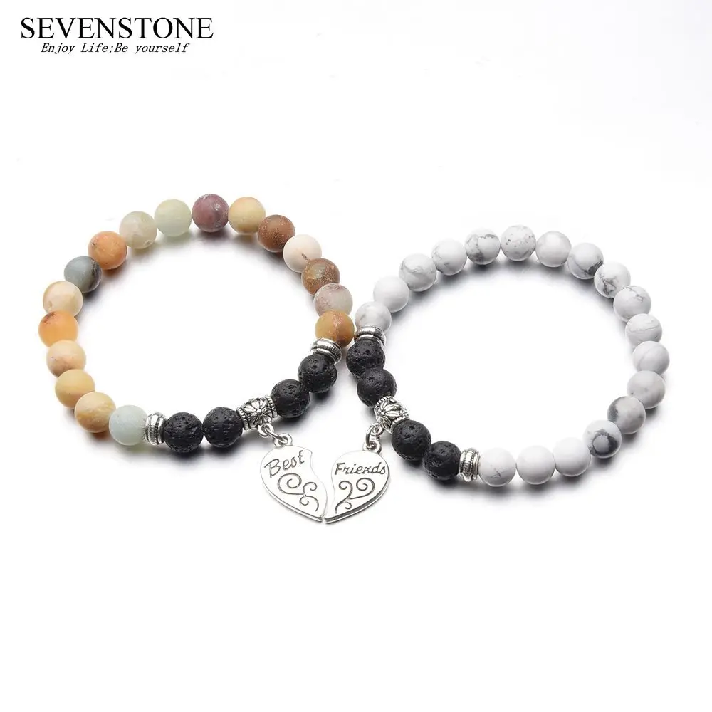 SEVENSTONE модный браслет из натурального камня лава рок Amazon Angel Love очаровательный для