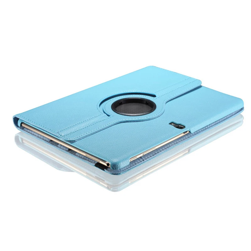 Sky Blue Чехол-накладка для samsung Galaxy Tab S 10,5 SM-T800 SM-T805 T800 T805 TabS 10,5 дюймов 360 Вращающийся флип-чехол из полиуретановой кожи для планшета стекло - Цвет: Sky Blue