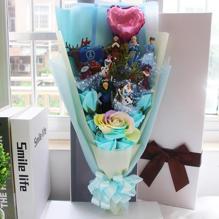 Замороженная Принцесса Олаф Эльза Анна ПВХ Модель Кукла цветок букет с