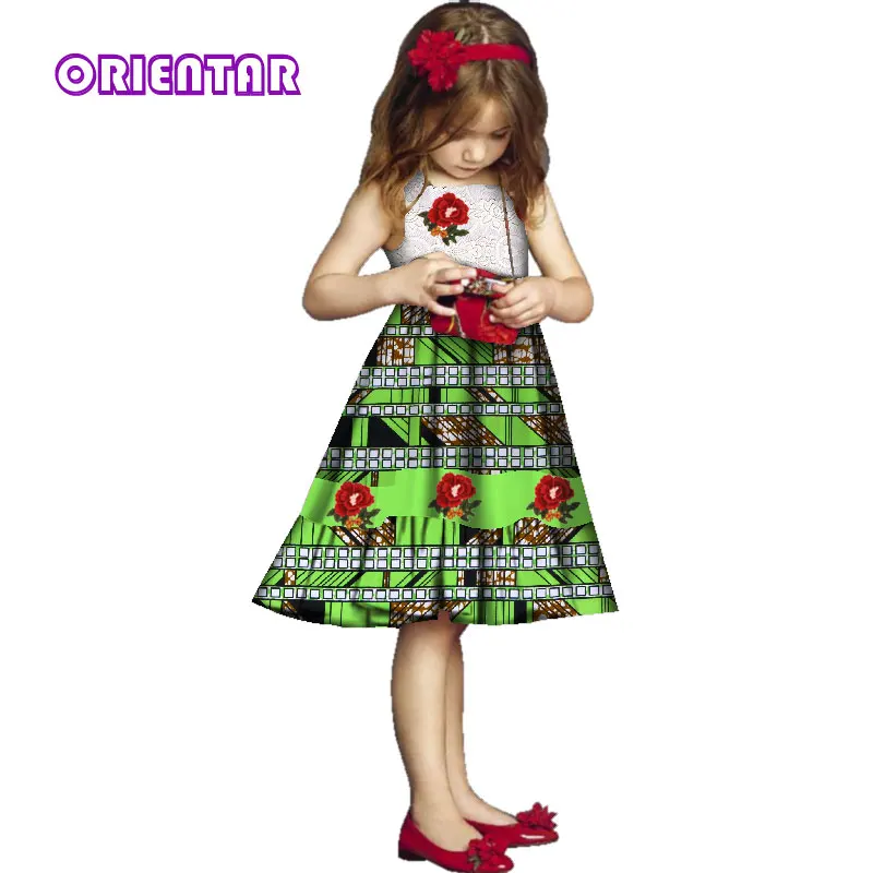 Милое детское платье без рукавов для девочек белое кружевное средней длины с принтом в африканском стиле