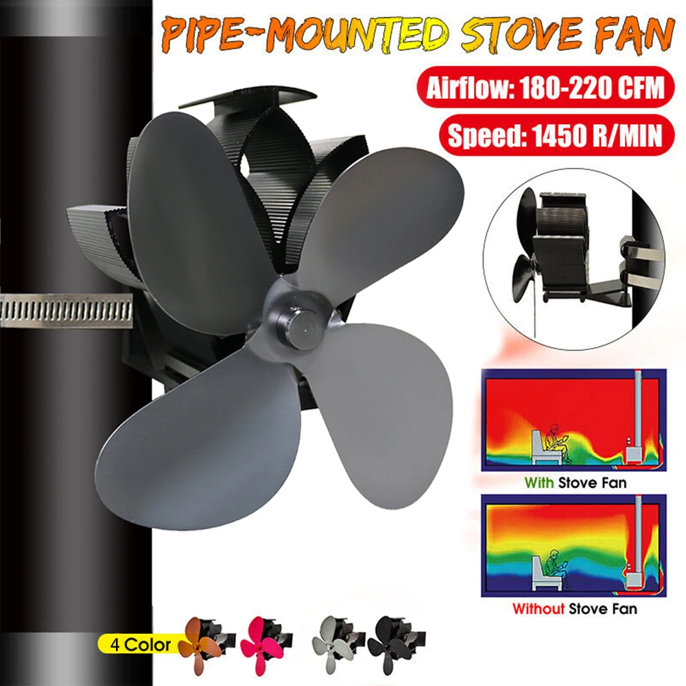 

1450 R/MIN Stove Fan 4 Blades Accessory Heat Powered Durable Practical