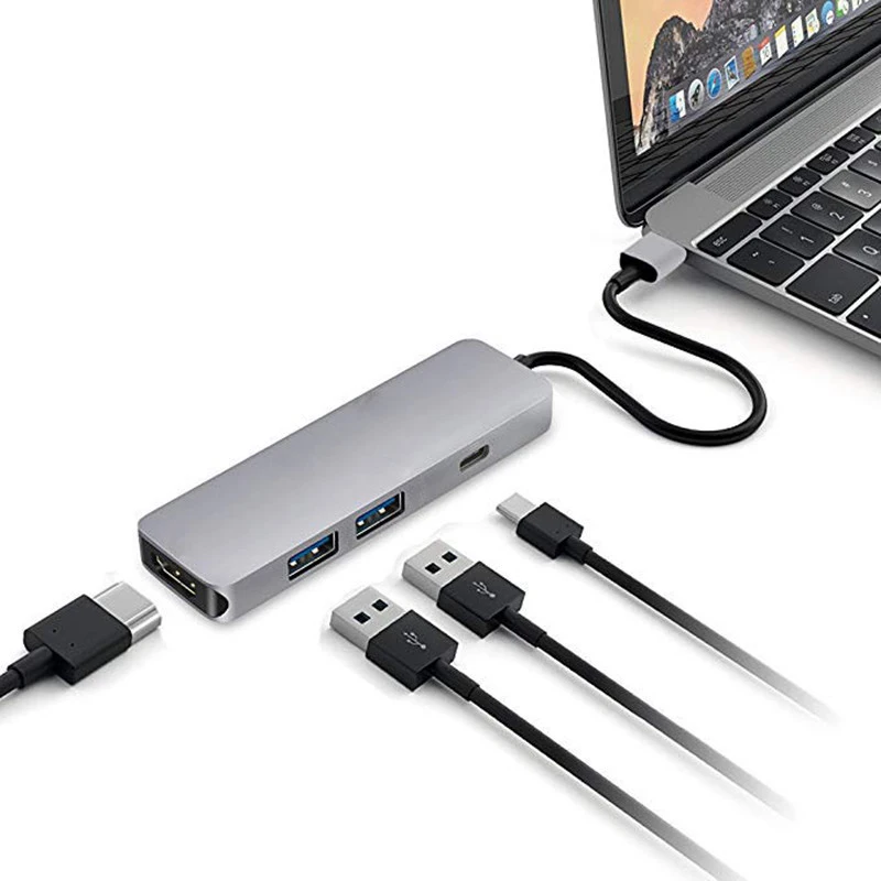 USBC к HDMI 4K 30HZ 2 USB 3 0 type C PD Быстрая зарядка Huib для Macbook Pro Thunderbolt Alumunium Расширение